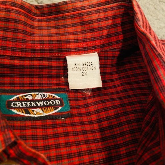 Creekwood Red Plaid Button Down LongSleeve Shirt Size 2 X - Picture 6 of 6